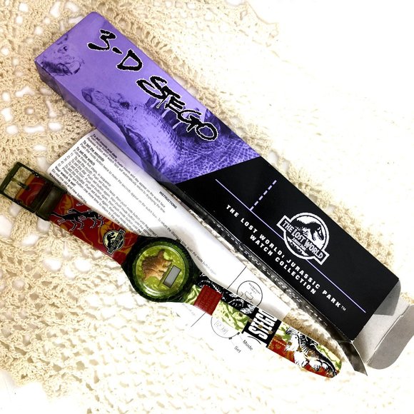 Jurassic Park The Lost World 3 D Stegosaurus Watch VTG ‘97 NEW - Picture 2 of 11